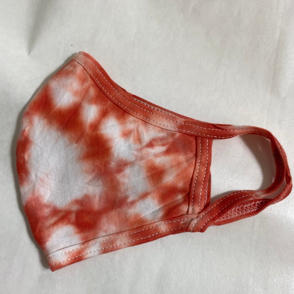 White & Orange Halloween Tie-Dye Face Mask